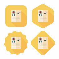 good grade in the notebook flat icon with long shadow N7