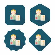 good grade in the notebook flat icon with long shadow N8