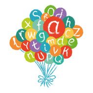 Funny english alphabet in colorful air balloons