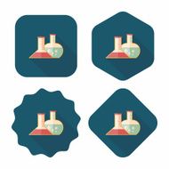 test tube flat icon with long shadow N30