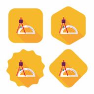 rulers and compass flat icon with long shadow eps10 N8