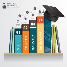 infographic success education concept Row books and graduation cap