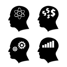 Head brain vector icons set