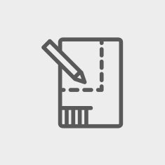 Paper and pencil house sketching thin line icon