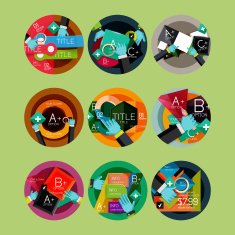 Set of flat design circle option infographics concepts N5