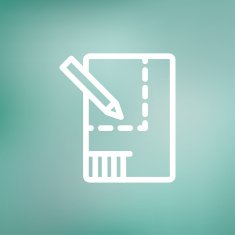 Paper and pencil house sketching thin line icon N2