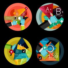 Set of flat design circle option infographics concepts N6