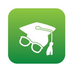 Hat of education on green button background clean vector