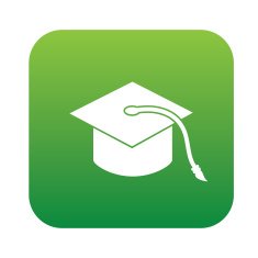 Hat of education on green button background clean vector N2