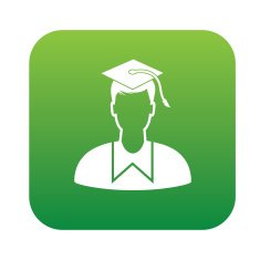 Student on green button background clean vector N2