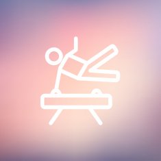 Gymnast on pommel horse thin line icon N3