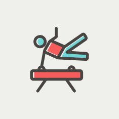 Gymnast on pommel horse thin line icon N4