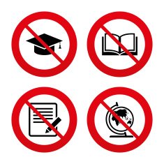 Pencil and open book signs Graduation cap icon N41