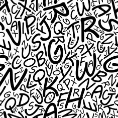 Seamless alphabet pattern in a cartooned font