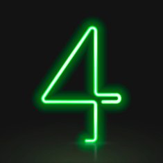 3d green neon light number 4