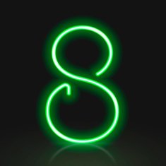 3d green neon light number 8