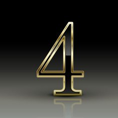 3d metallic black number 4