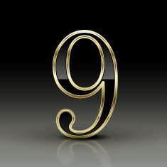 3d metallic black number 9