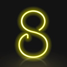 3d yellow neon light number 8