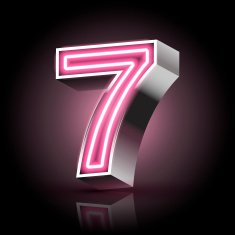 3d pink neon light number 7