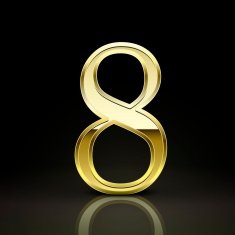 3d elegant golden number 8