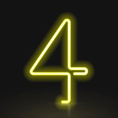 3d yellow neon light number 4