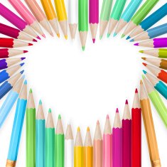 Colored pencils heart background EPS 10 N2