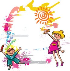 Colorful banner with children drawing N2