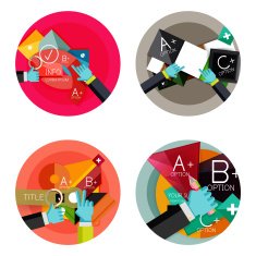 Set of flat design circle option infographics concepts N8
