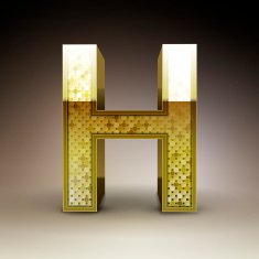 3d golden sequins letter H