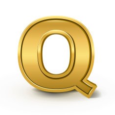 3d bright golden letter Q