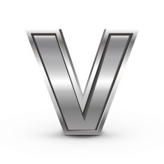 3d metal letter V