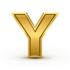 3d bright golden letter Y