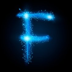 3d blue sparkler firework letter F