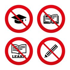 Pencil and open book signs Graduation cap icon N42
