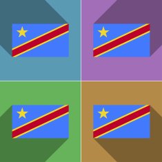 Flags Congo Democratic Republic Set of colors flat design