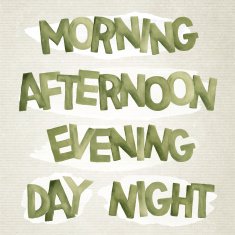 Vector watercolor time of day words