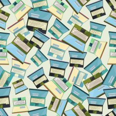 Seamless colorful background made of opened laptops