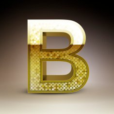 3d golden sequins letter B