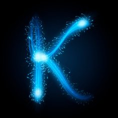3d blue sparkler firework letter K