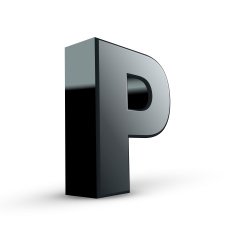 glossy black alphabet P N2