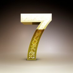 3d golden sequins number 7