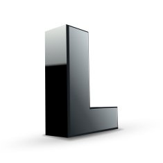 glossy black alphabet L N2