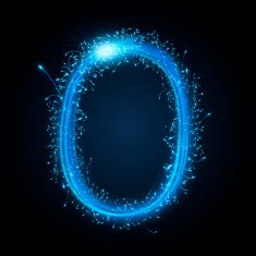 3d blue sparkler firework letter O