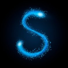 3d blue sparkler firework letter S