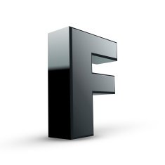 glossy black alphabet F N2