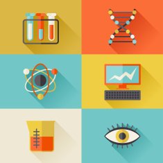 Science icons in flat design style