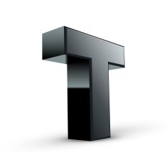 glossy black alphabet T N2