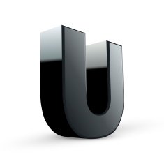 glossy black alphabet U N2