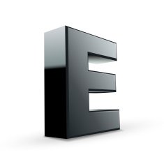 glossy black alphabet E N2